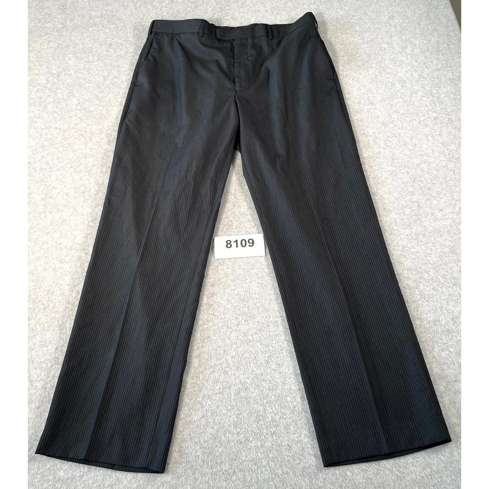 Perry Ellis Portfolio Dress‎ Pants Mens 36x32 Black Pinstripe Formal Office Wear
